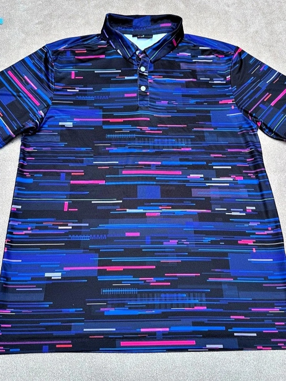 YATTA GOLF Graphite Glitch Golf Polo Blue & Black Size Large